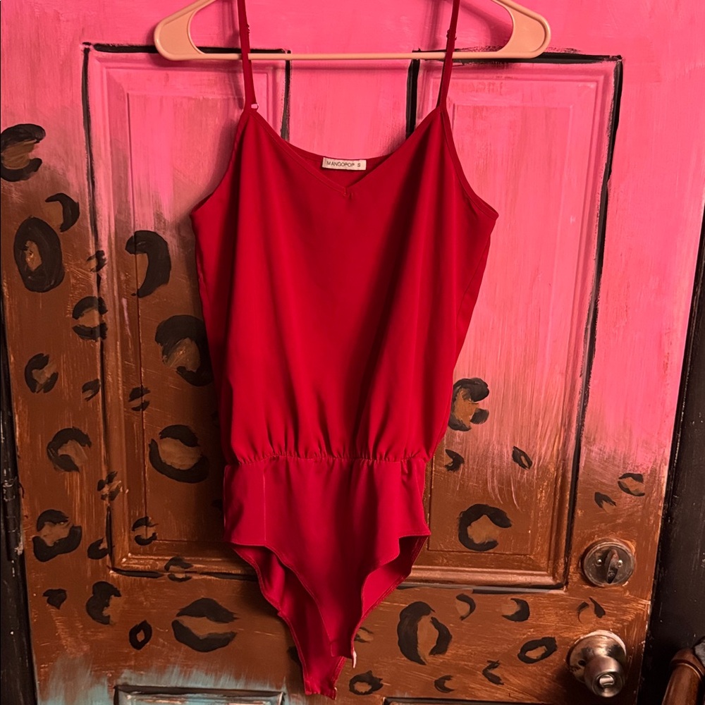 Red Spaghetti Strap Bodysuit